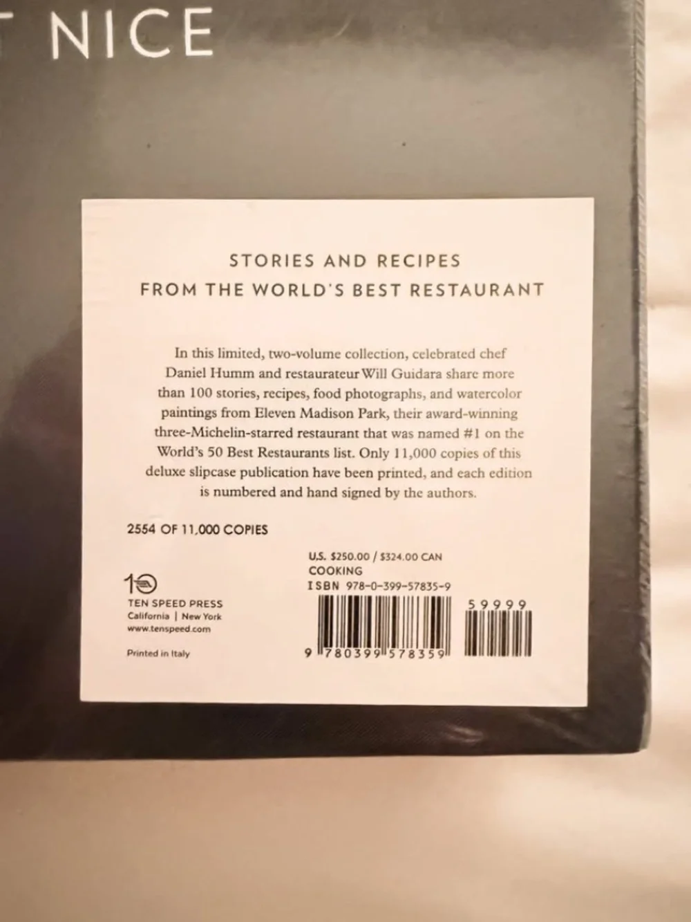 Eleven Madison Park: The Next Chapter Cookbook, Signed Limited Edition